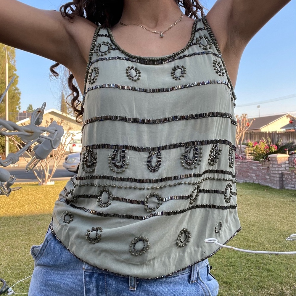 Light green beaded tank